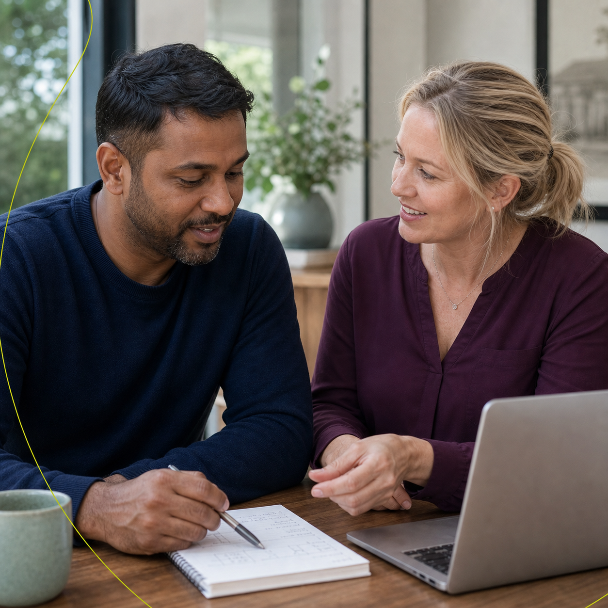 Unsecured finance discussion beside a laptop